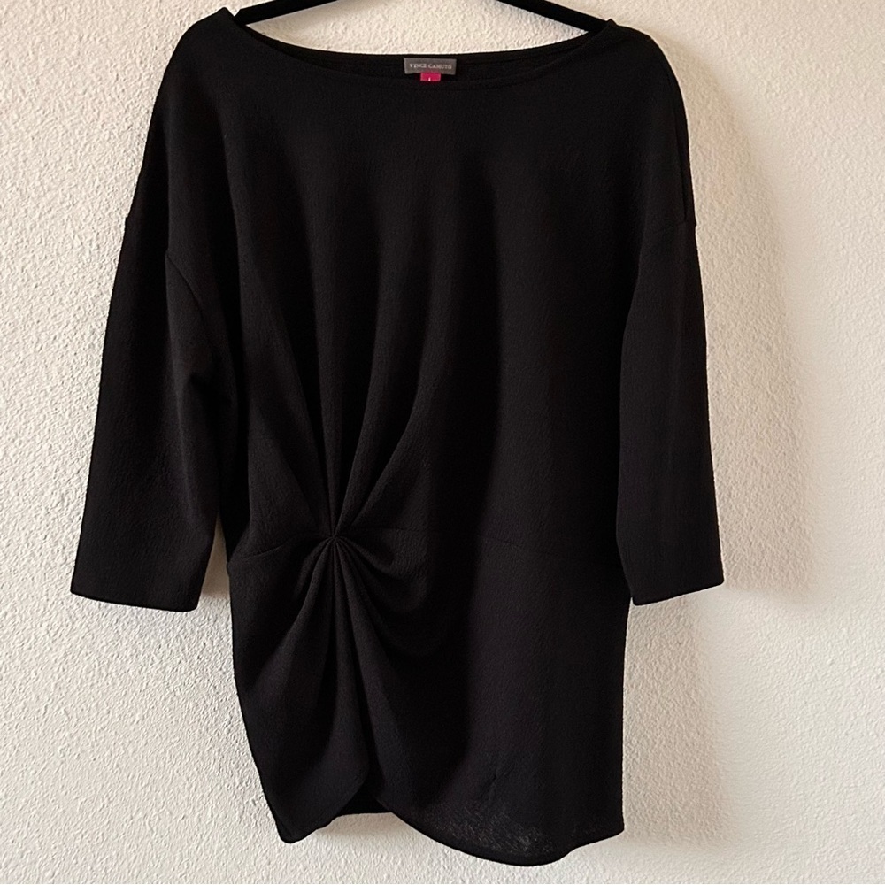 VINCE CAMUTO Boat Neck 1/2 sleeve Pleated Side Detail Blouse Women Size Large